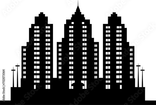 Vector city silhouette with windows. Vector Illustration. AI generated illustration.