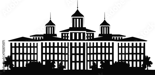 Vector city silhouette with windows. Vector Illustration. AI generated illustration.