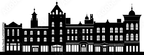 Vector city silhouette with windows. Vector Illustration. AI generated illustration.