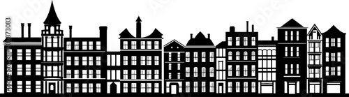 Vector city silhouette with windows. Vector Illustration. AI generated illustration.