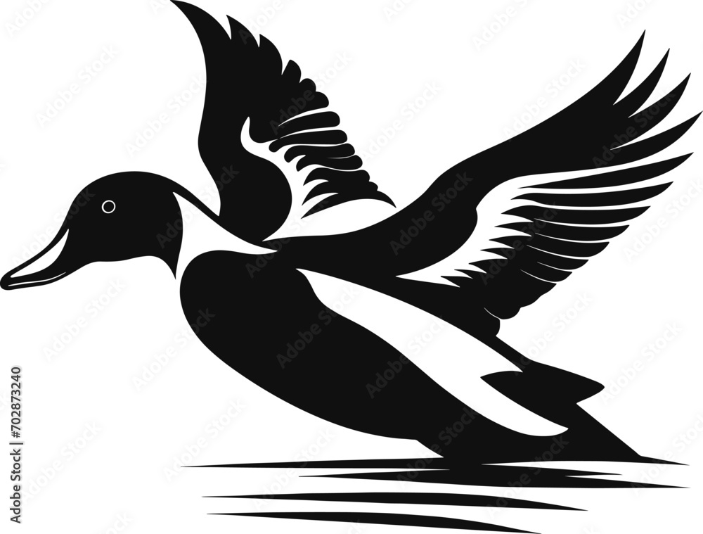 Fototapeta premium duck silhouette vector logo template. AI generated illustration.