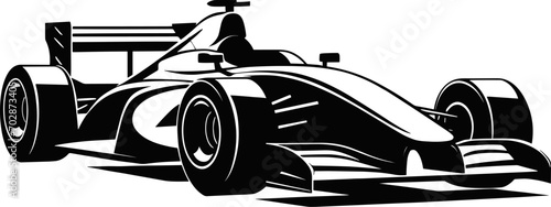 Vector formula race car icon, logo on white background. AI generated illustration.
