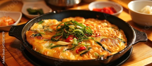 Traditional Korean Nokdujeon, a pancake dish.