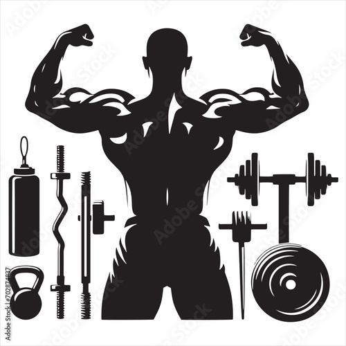 Precision Performance: A Workout Silhouette Featuring the Precision of a Gymnast's Movements, Workout Black Vector Stock
 photo