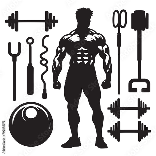 Invigorating Fitness: Gymnast Silhouette Infusing Energy into a Workout Scene, Perfect for Active Lifestyle Themes, Workout Black Vector Stock
