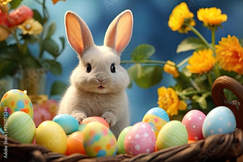 easter bunny and easter eggs