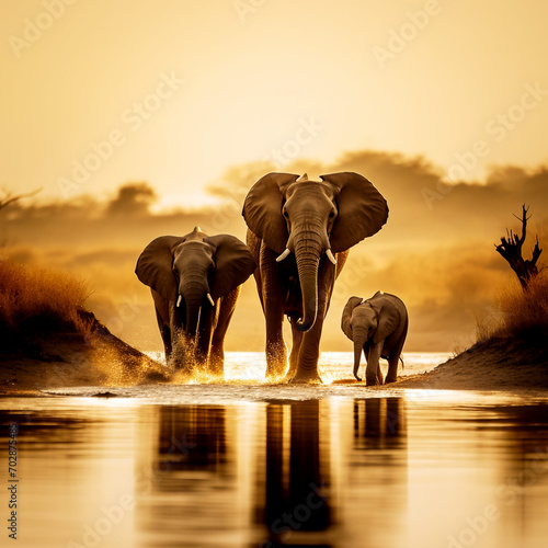 Elephants in the wild, beautiful nature, portrait of an elephant, African wildlife.