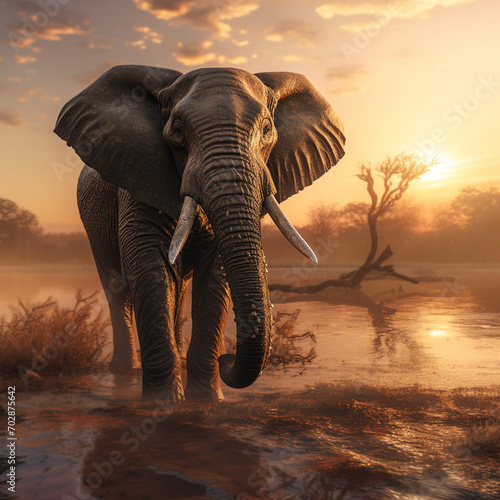 Elephants in the wild, beautiful nature, portrait of an elephant, African wildlife. © LUKIN IGOR 