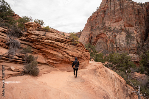 Young girl hiking in Zion National Park