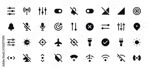 Toggles Icon Set - Switches, Controls, Interface Toggle Symbols Vector