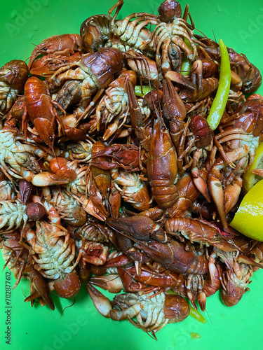 Large red boiled crayfish for design