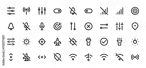 Toggles Icon Set - Switches, Controls, Interface Toggle Symbols Vector