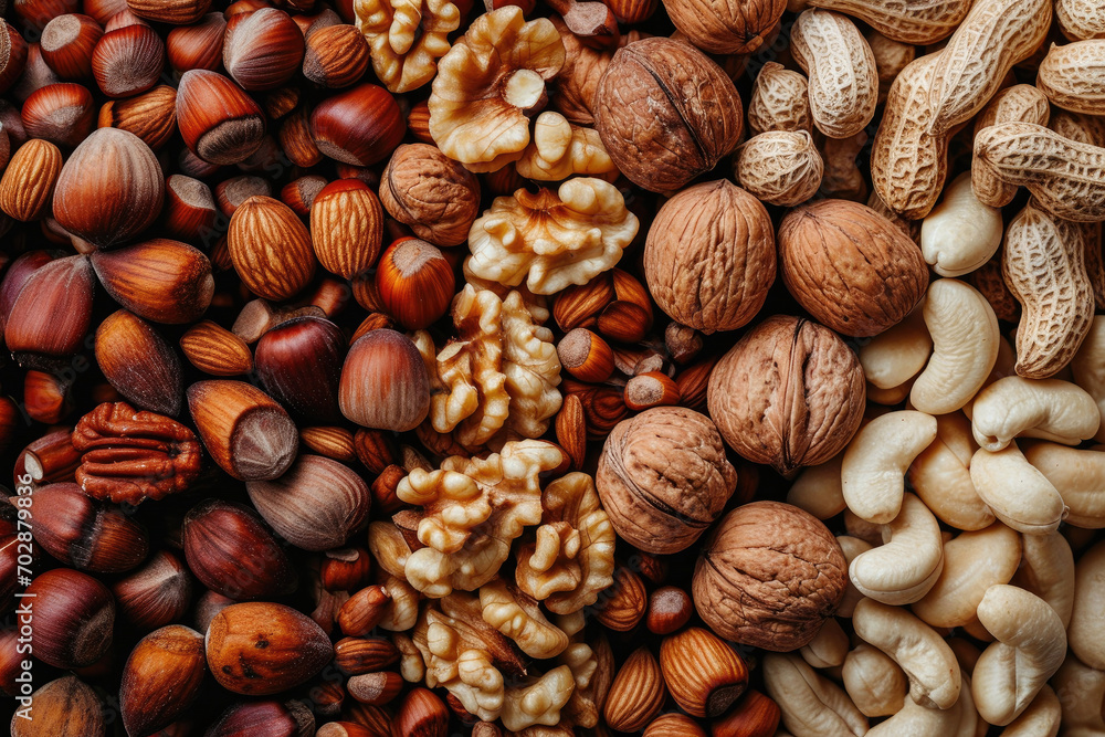 Mix of different kinds of natural nuts background, including of pecan, almond, cashew, and other nuts, popular nutrients and high protein snack, essential fiber and healthy fats. Mix of different kinds of natural nuts background, including of pecan, almond, cashew, and other nuts, popular nutrients and high protein snack, essential fiber and healthy fats.