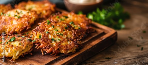 Hanukkah potato latkes - fritters for Jewish holiday.