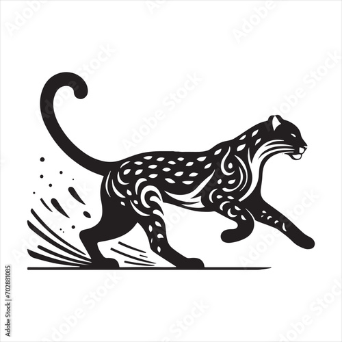 Midnight Elegance  A Captivating Silhouette of Leopard Moving Stealthily in the Night  Perfect for Jungle Concepts and Leopard Black Vector Stock 