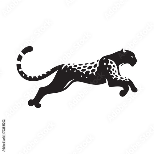 Midnight Majesty  Silhouette of Leopard Roaming Under the Moonlight  Perfect for Mysterious Wildlife Scenes and Leopard Black Vector Stock 