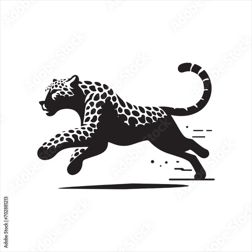 Stealthy Elegance: Leopard Silhouette Blending with Night Shadows, Suitable for Nature-inspired Designs and Leopard Black Vector Stock
