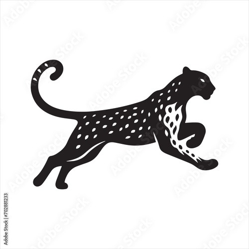 Moonlit Safari  Silhouette of Leopard Roaming in the Shadows  Perfect for Nature-themed Creations and Leopard Black Vector Stock 