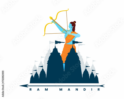 Shree Ram Mandir Ayodhya spiritual Hindu temple Lord ram with arrow and bow