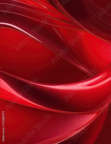 Red silk Wave Abstract design for background, Red liquid, shiny material, smooth motion