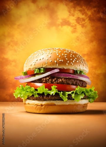 Generative AI Created Barger. Technology fresh tasty burger isolated on white background   © Suvankor