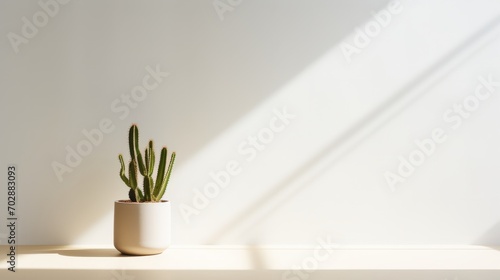 A Cactus in a Pot on a Table