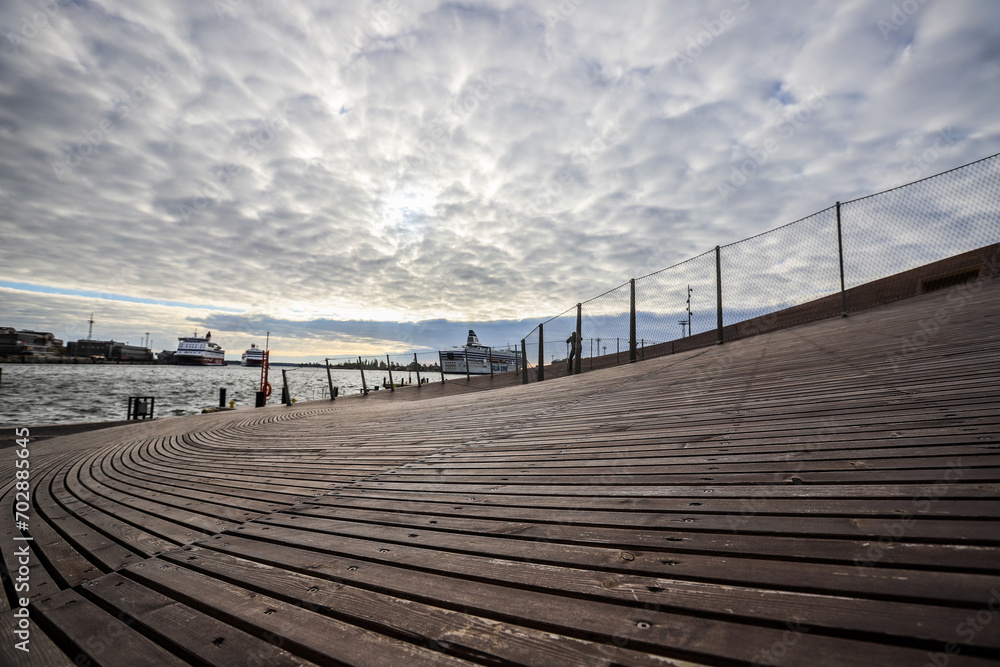 wooden planks at Helsinki port