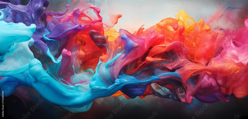 An immersive experience of fluid flow captured in high definition, where vibrant colors intertwine and create a breathtaking display of liquid art