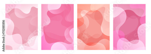 Set of abstract backgrounds with curved shapes and pink gradient colors. Wavy backgrounds for wedding invitations and Happy Valentine's Day holiday greetings. Vector illustration.