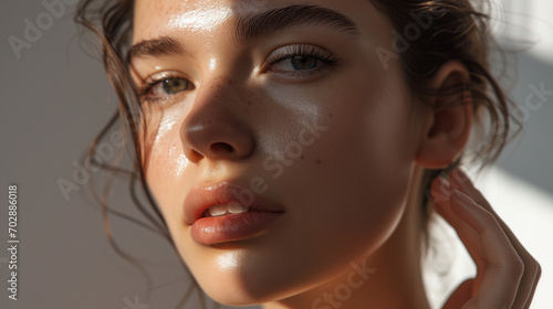 A model woman portrait in light shades ultra detailed