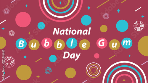 National Bubble Gum Day vector banner design. Happy National Bubble Gum Day modern minimal graphic poster illustration.