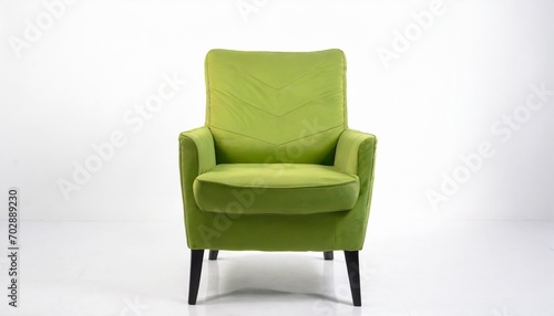 one green fabric chair on white background studio lighting