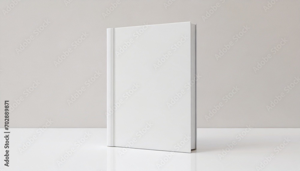white book mockup front view with blank hard cover standing on white table 3d rendering - obrazy, fototapety, plakaty 