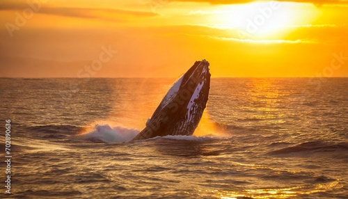 ocean humpback whale breaching sunrise © William