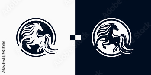 Pegasus horse logo Pegasus Skyline vector design inspiration, Monochrome Emblem of Running Pegasus isolated on white, Vector image of a silhouette of a mythical creature of Pegasus