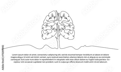 Continuous line campaign design illustration about trees as the lungs of the world. Single line decorative element drawn on white background.