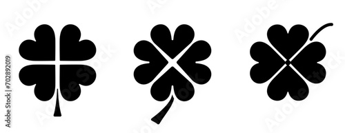 Icon set of Four leaf clover symbol. Flat vector illustration