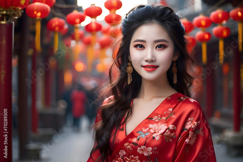 Chinese woman in a traditional dress, generative AI
