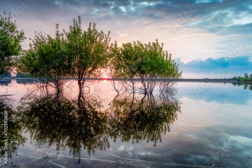 sunset on the lake, Redmires