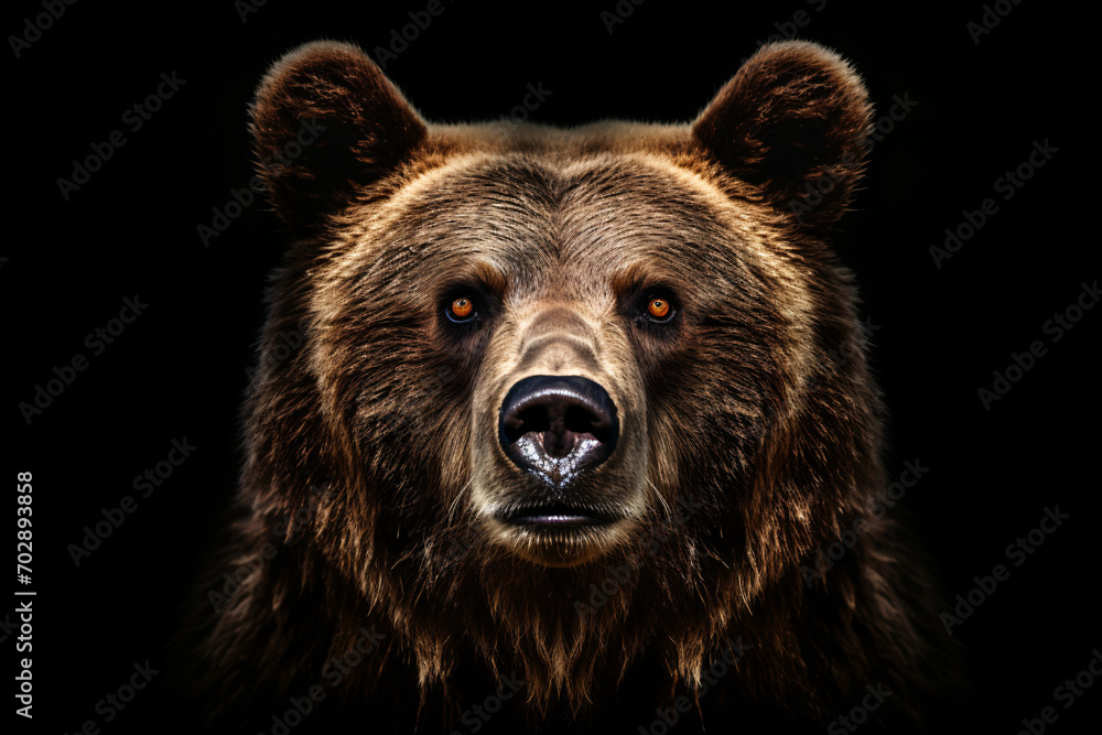Portrait of a grizzly bear against a black background Portrait of a grizzly bear against a black background