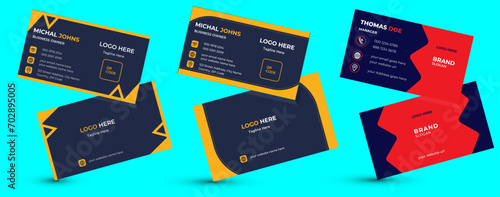 Professional modern business card and name card.Set business card.Personal Business card vector design.creative pamphlet vector,promotion card. (ID: 702895005)