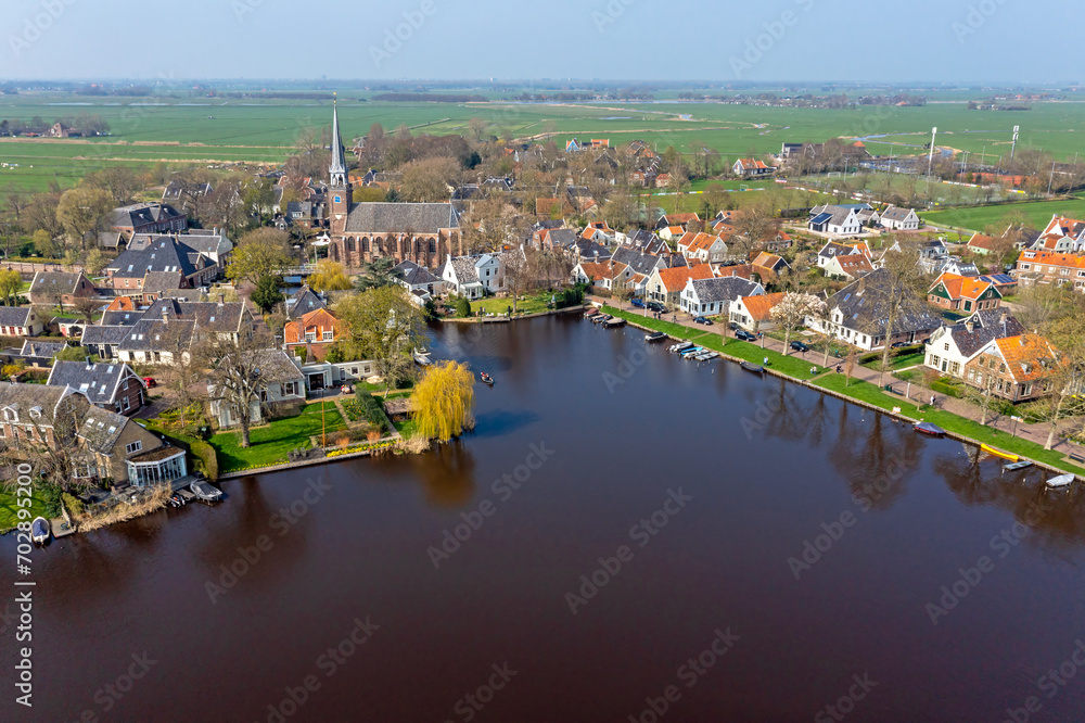 Obraz premium Aerial from the traditional village Broek in Waterland in the Netherlands