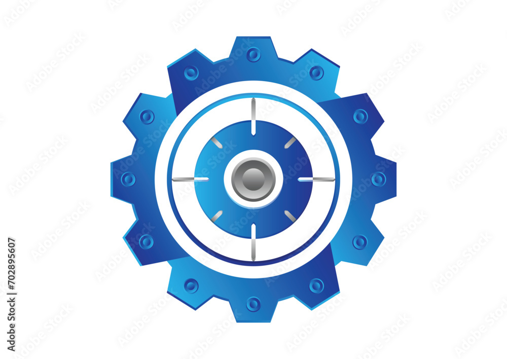 Modern Blue and Silver Gears. Modern Settings Icon Vector Flat Design Modern Blue and Silver Gears. Modern Settings Icon Vector Flat Design