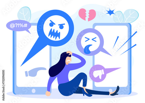 Illustration vector graphic cartoon character of bullying