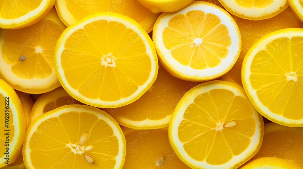 Lemon slices yellow wallpaper - ai generative