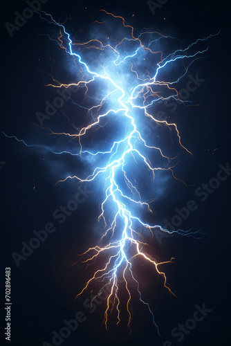 Electric Excitement Animated Frames of Lightning Strikes and Thunderbolts, Blue Glowing Storm Bolts for Game Assets
