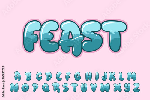 Alphabet Blue Cute Sea Font Type Cartoon Vector