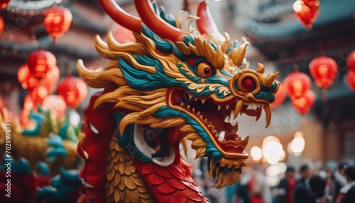 Chinese colorful dragon in the celebration of the Chinese New Year and lunar new year