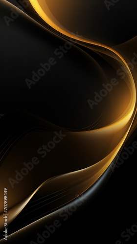 Black and Gold Abstract Background with Curves