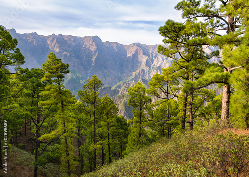 View from Mirador de la Cumbrecita in Caldera de Taburiente National Park on La Palma, Canary Islands, Spain. photo